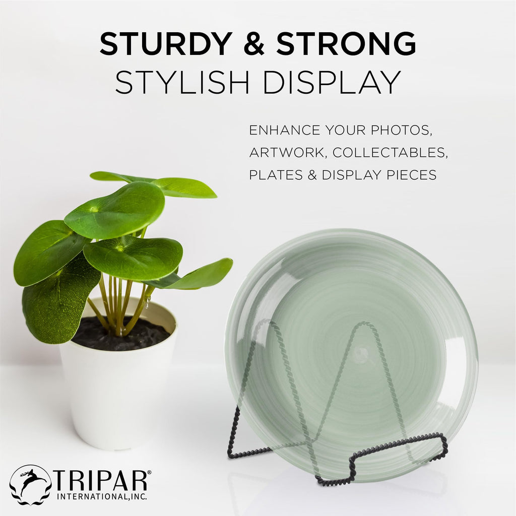 Tripar Decorative Twisted Wire Stand, Black Display (6 Inch Depth) Tabletop Easel Sleek & Modern Look - Perfect For Books, Plate