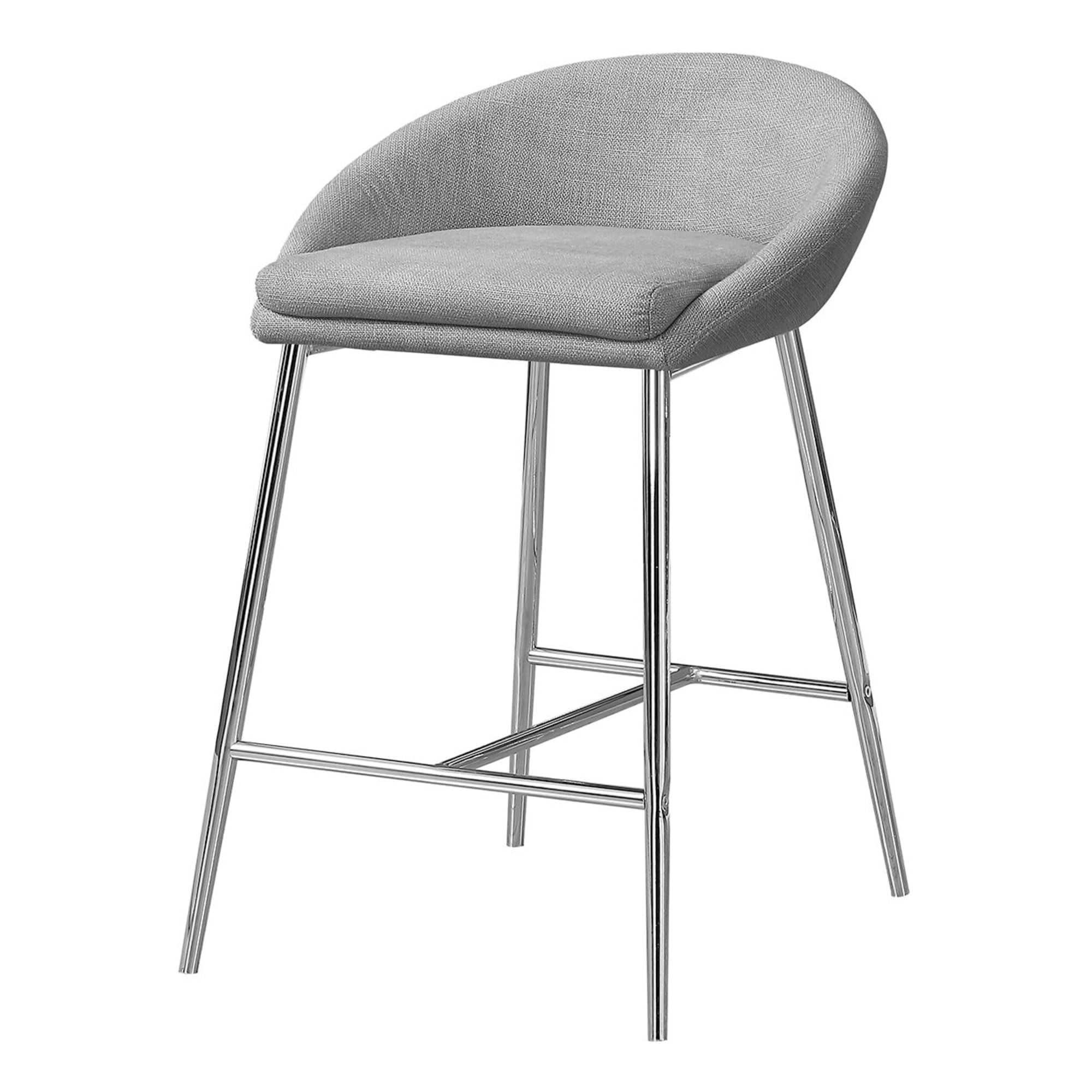 Monarch Specialties Counter-Height Bar Stools, Gray/Chrome, Pack Of 2 Stools