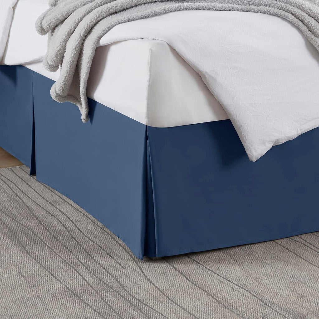 Nestl Navy Blue Twin Bed Skirt - Twin Size Bed Skirt 14 Inch Drop - Brushed Microfiber Bed Skirts - Hotel Quality Pleated Bed Skirt - Shrinkage & Fade Resistant