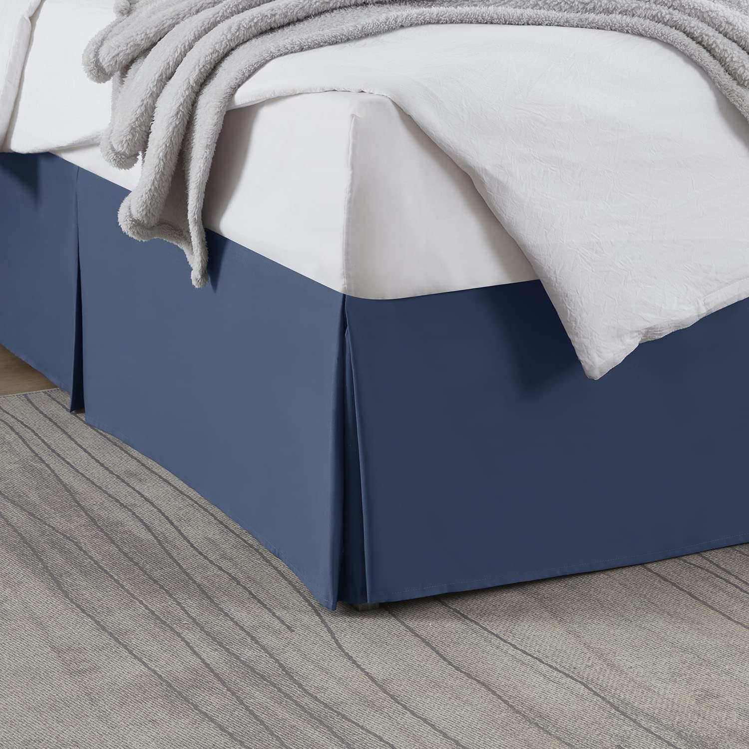 Nestl Navy Blue Twin Bed Skirt - Twin Size Bed Skirt 14 Inch Drop - Brushed Microfiber Bed Skirts - Hotel Quality Pleated Bed Skirt - Shrinkage & Fade Resistant
