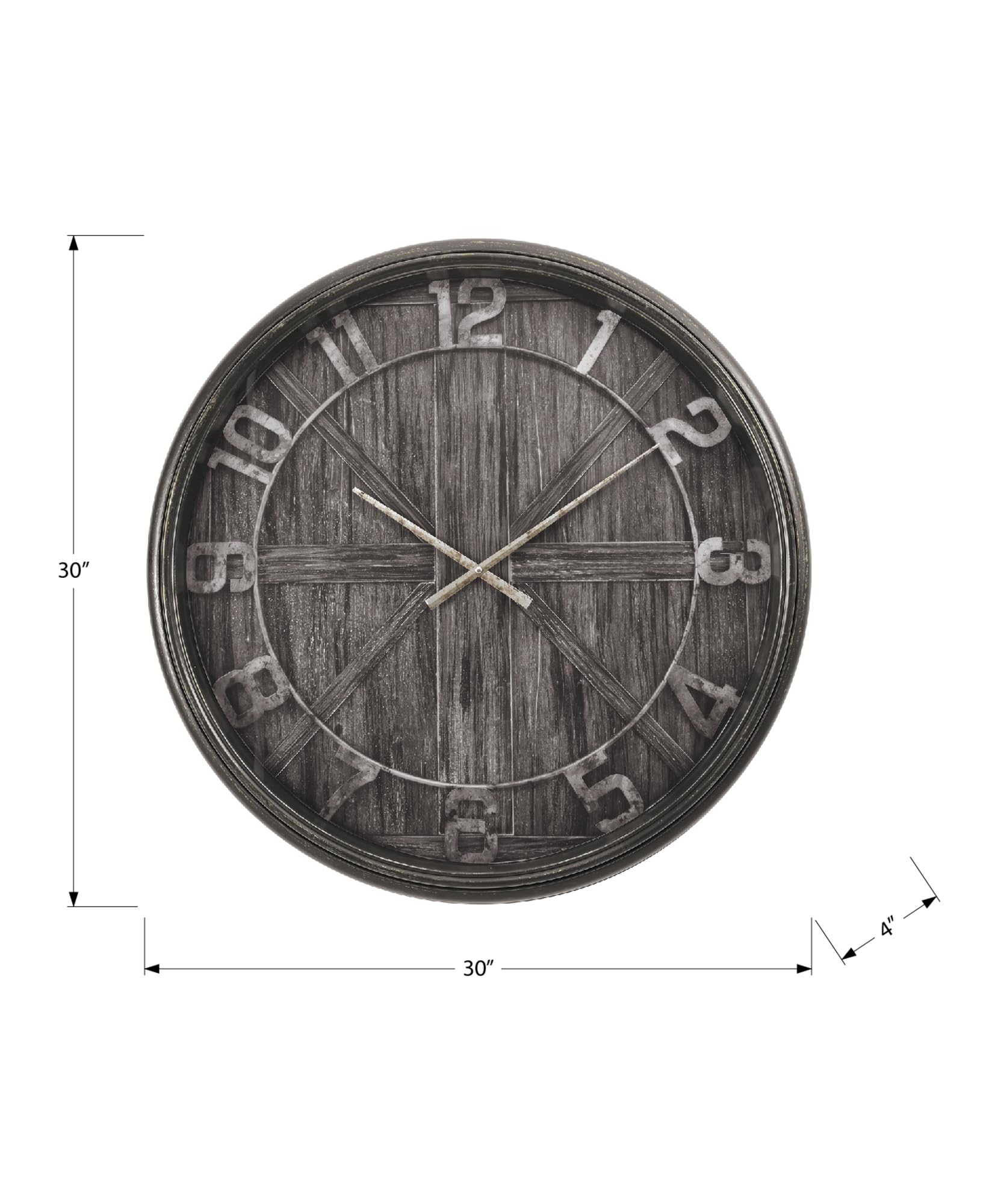 Monarch Specialties I 9025 Clocks, 30' Round, Large Oversized, Wall Clock, Brown, Transitional