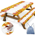 Britown Brown Wooden Picnic Table Cover With Bench Covers, Happy Camper Fitted Rectangle Table Cover, Outdoor Patio Camping Esse