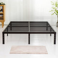 Wulanos Queen Size Bed Frame 18 Inch Tall, 3500Lbs Heavy Duty Metal Platform With Steel Slats Support, No Box Spring Needed, 18-Inch Bedframe With Ample Storage, Sturdy And Noise-Free, Black