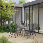 vidaXL Patio Dining Set 5 Piece, Outdoor Dining Set for Garden, Table and Chair for Balcony Dinner, Dining Table, Industrial Style, Steel Anthracite