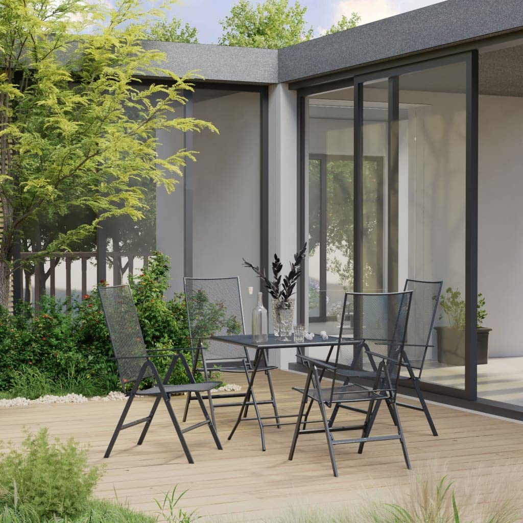 vidaXL Patio Dining Set 5 Piece, Outdoor Dining Set for Garden, Table and Chair for Balcony Dinner, Dining Table, Industrial Style, Steel Anthracite