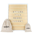 Stiles 23'X17' Tile Letter Board Sign Set, Wooden Message Board With 122 Letter Tiles And Numbers, Changeable Letterboard For