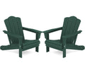 Kingyes Folding Adirondack Chair Set Of 2, Hdpe All-Weather Folding Adirondack Chair, Green