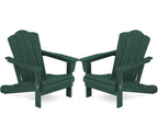 Kingyes Folding Adirondack Chair Set Of 2, Hdpe All-Weather Folding Adirondack Chair, Green