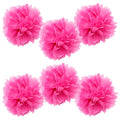 WYZworks Set of 6 - Fuchsia 16 - (6 Pack) Tissue Pom Poms Flower Halloween Party, Decorations for Weddings, Birthday, Bridal, Ba