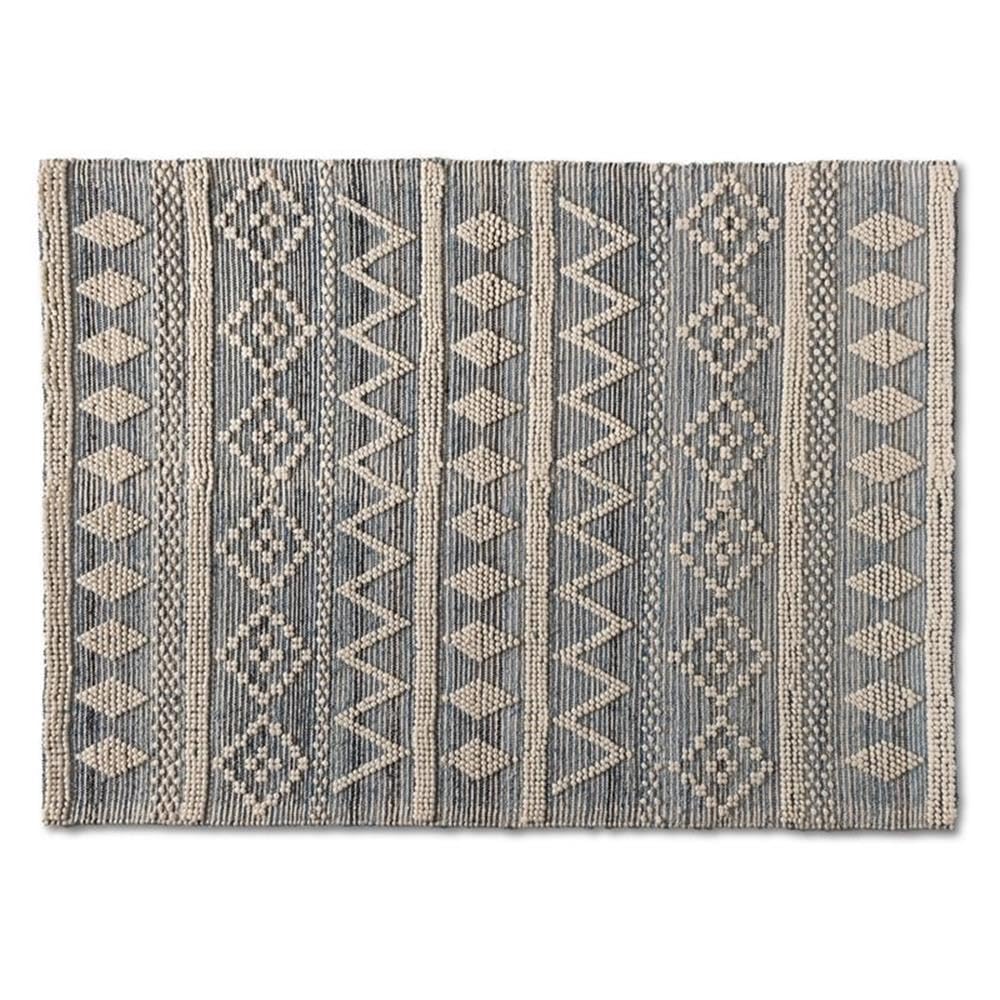 Baxton Studio Callum Ivory And Blue Handwoven Wool Blend Area Rug