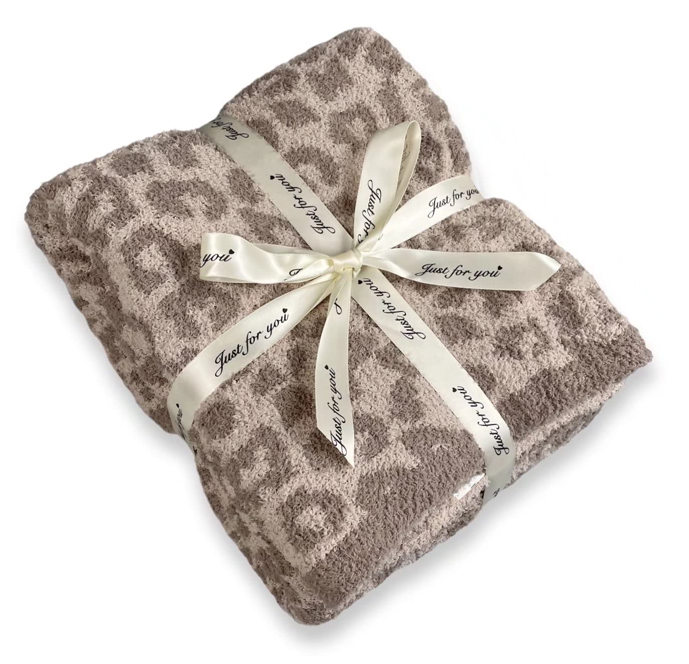 Gy Soft Fuzzy Fluffy Leopard Knitted Throw Blanket,Cozy Plush Fleece Comfy Microfiber Blanket For Couch Sofa Bed,Linen/Warm Gray