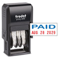 Trodat Printy 4850 Date Stamp - Pocket Sized Self-Inking Stamp With Paid Message - Blue And Red Ink, 3/4' X 1'