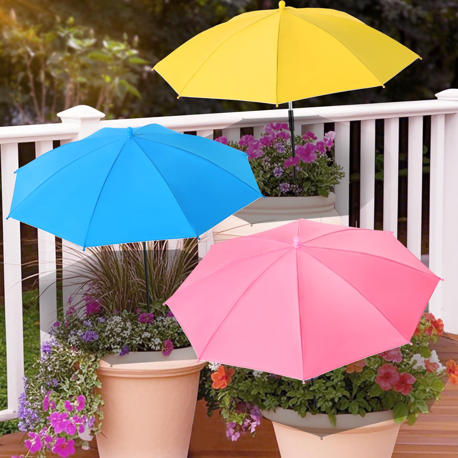 3 Pack Plant Umbrellas for Outdoor Plants - Adjustable Height Garden Umbrella Shade for Potted Plants Garden Beds Flower Pot, Pr