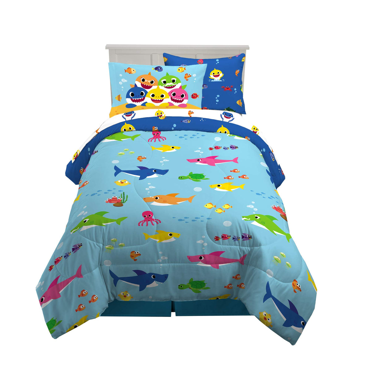 Franco Kids Bedding Super Soft Comforter And Sheet Set With Sham, 5 Piece Twin Size, Baby Shark