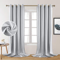 HOMEIDEAS 2 Panels Greyish White Faux Silk Curtains White Blackout Curtains for Bedroom 52 X 108 Inch Room Darkening Satin Drape