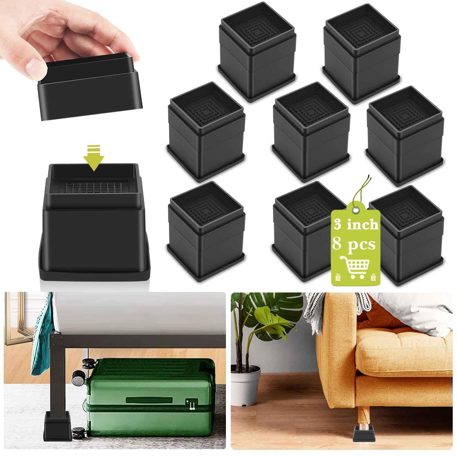 Yookwutar 8 Pack Furniture Risers 3 Inch, Adjustable Bed Risers Heavy Duty For Table Desk Couch Chair Sofa Cabinet Bed Frame Dor