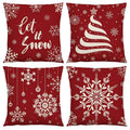 Hommes Christmas Throw Pillow Covers 18 X 18 Inch Set Of 4 Holiday Decorations Winter Decorative Cotton Linen Fabric Pillowcase