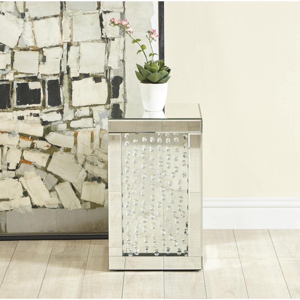 Elegant Decor 12 inch Crystal End Table in Clear Mirror Finish