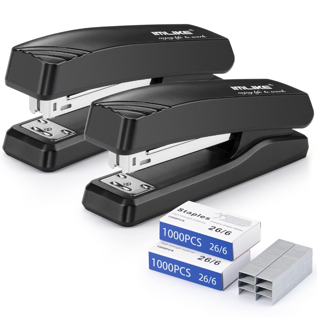 Desktop Office Stapler With 2000 Staples: Imlike Half Strip Desk Staplers, Take 26/6 Staples 25 Sheets Capacity, Metal Construct