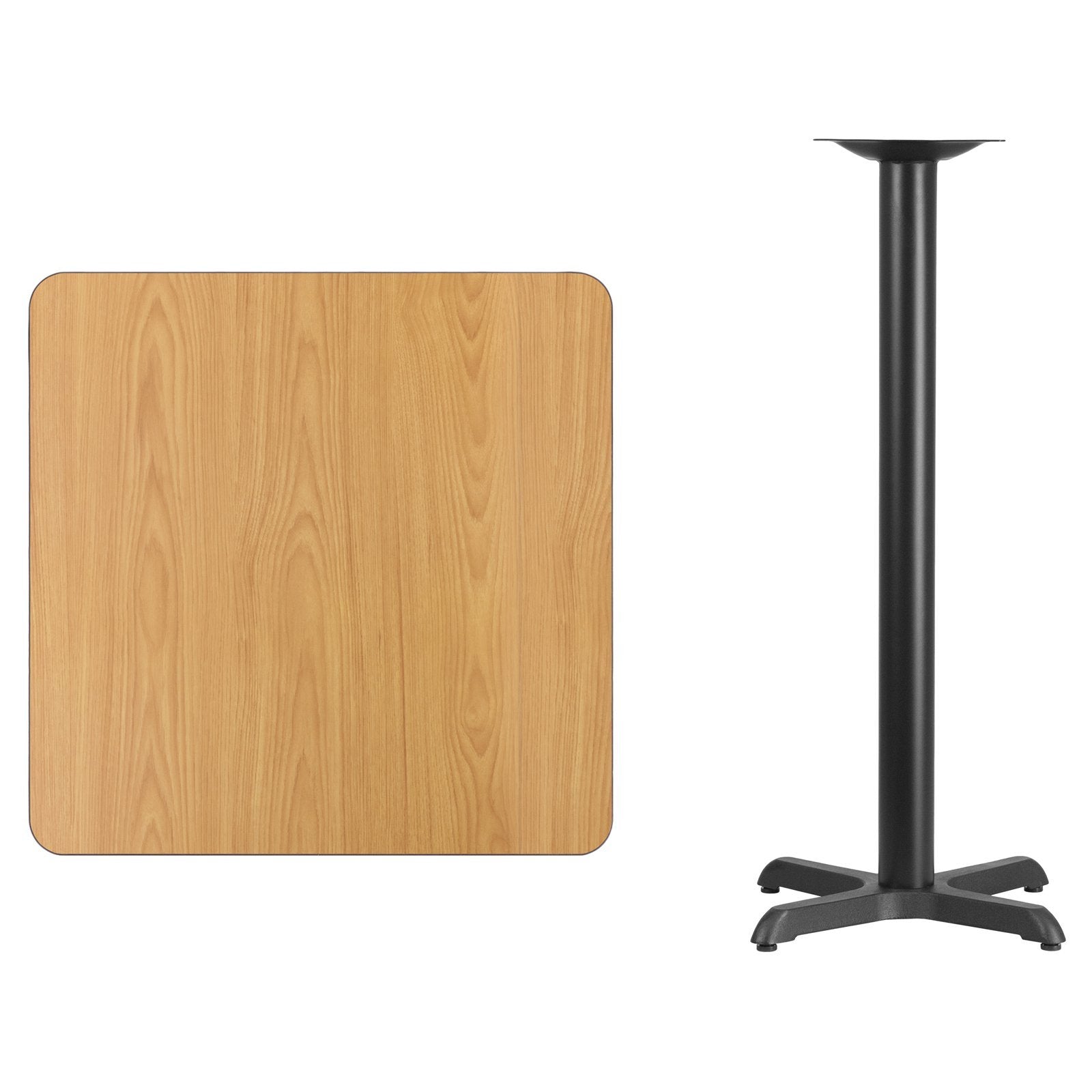 Flash Furniture Stiles 30'' Square Mahogany Laminate Table Top with 22'' x 22'' Bar Height Table Base