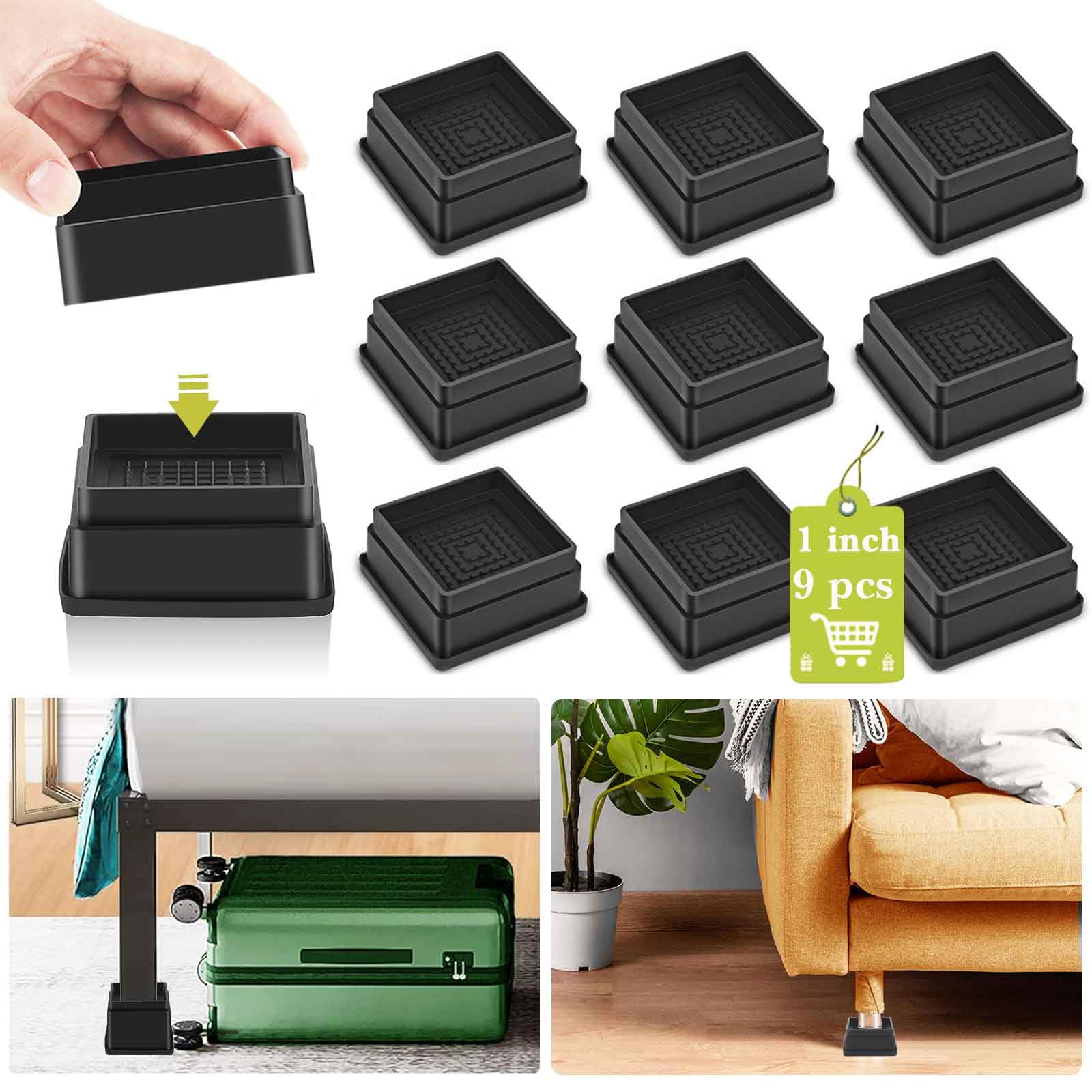 Yookwutar 9 Pack Furniture Risers 1 Inch, Adjustable Bed Risers Heavy Duty, Square Stackable Table Leg Risers Lift Height 1', 2