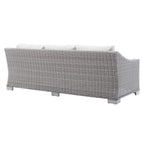 Modway Conway Sunbrella Outdoor Patio Wicker Rattan, Sofa, Light Gray White