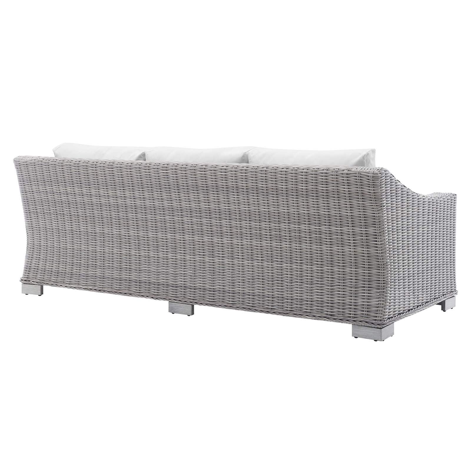 Modway Conway Sunbrella Outdoor Patio Wicker Rattan, Sofa, Light Gray White