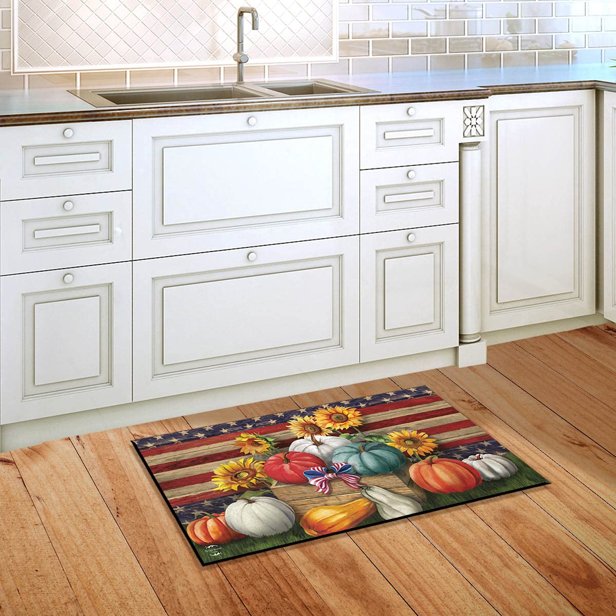 Briarwood Lane Patriotic Pumpkins Autumn Doormat Sunflowers Indoor/Outdoor 30' X 18'
