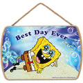 Nickelodeon SpongeBob SquarePants Relaxing Hanging Wood Wall Decor - Best Day Ever SpongeBob Sign
