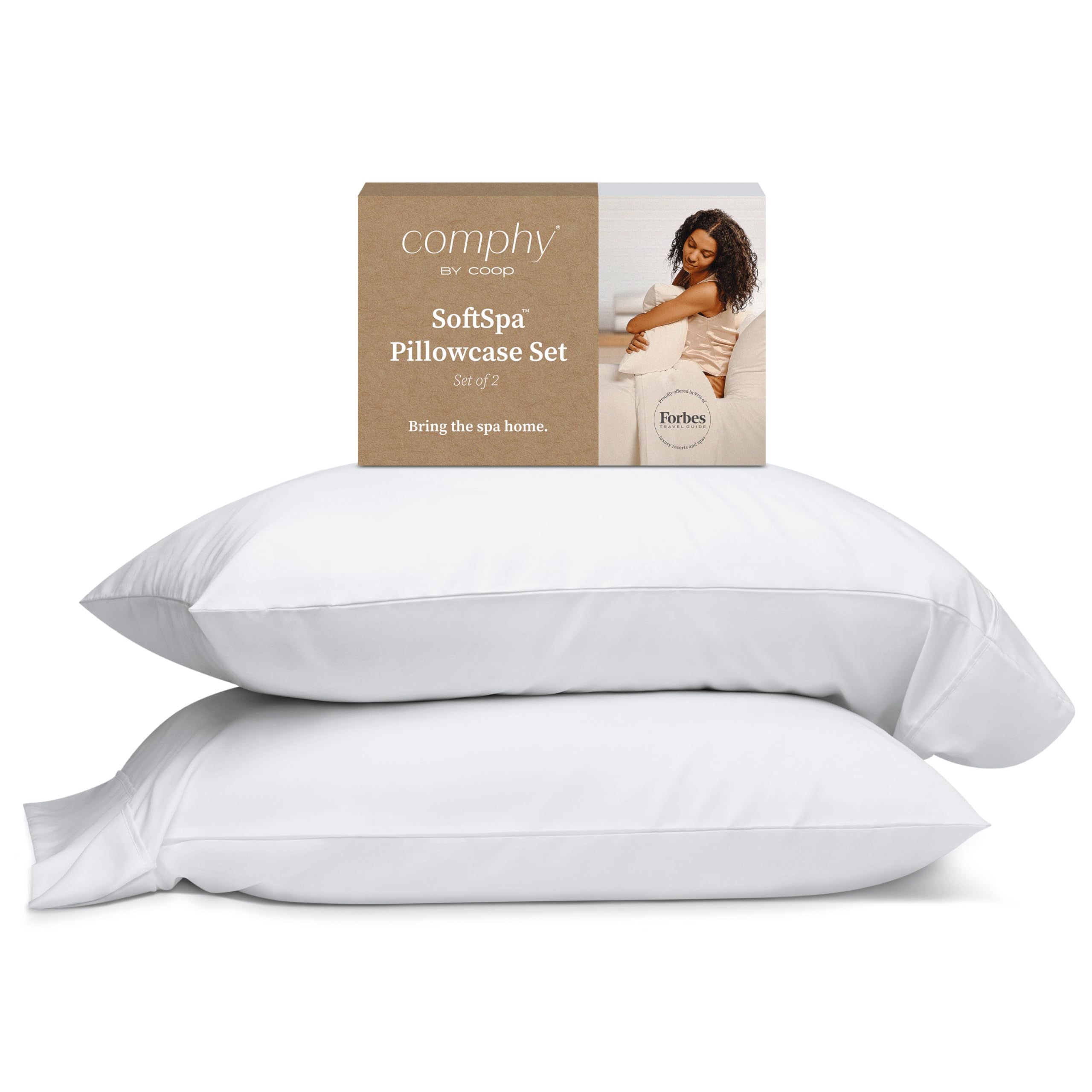 Comphy by Coop SoftSpa Pillowcase Set of 2, White Super Soft Pillow Cases King, Pillow Cases, Luxury Spa Quality Pillowcases, Ho