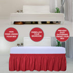 Purefit Wrap Around Ruffled Bed Skirt With Adjustable Elastic Belt - 14 Inch Drop Easy To Put On, Wrinkle Free Bedskirt Dust Ruffles, Bed Frame Cover For Twin, Twin Xl And Full Size Beds, Red