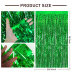 Fringe Backdrop Curtains Green Streamers Foil Fringe Curtains Party Decorations, Jungle Party Decorations, Green Party Decoratio