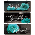 Hillban 3 Pieces Rose Wooden Wall Decor Thankful Grateful Blessed Wooden Signs Inspirational Wall Art Signs Wedding Wall Decor f