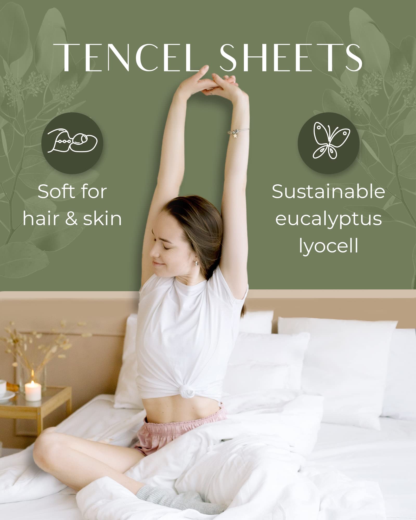 Linenwalas California King Sheets 4Pc Set- Austrian Eucalyptus Silk Tencel Lyocell Bed Sheets - Breathable, Cooling Extra Soft P