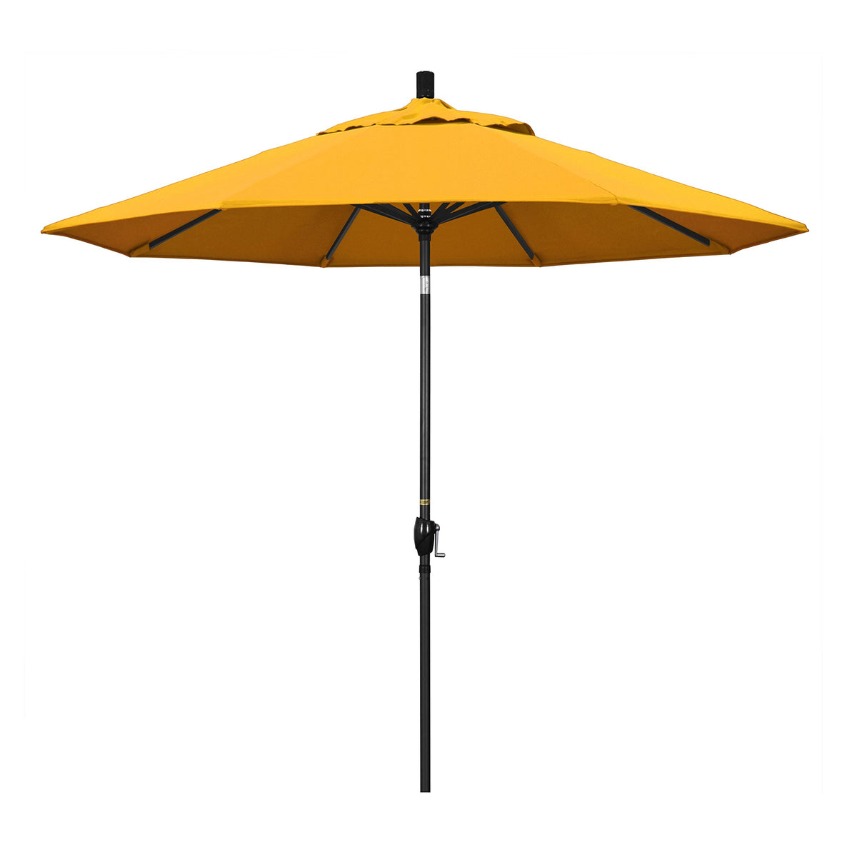 California Umbrella Gspt908302-Sa57 9' Round Aluminum Market, Crank Lift, Push Button Tilt, Black Pole, Pacifica Yellow Patio Um