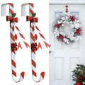 WKHOMEDECO 2 Pack Candy Cane Wreath Hangers for Front Door,Christmas Decoration Metal Over The Door Wreath Hanger Ornament,Door 