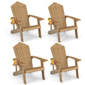 Oralner Outdoor Adirondack Chair With Cup Holder, Plastic Resin Outdoor Deck Chair, 380 Lbs Capacity, For Patio, Backyard, Porch, Balcony, Poolside, Garden, Lawn, Firepit (4, Coffee)