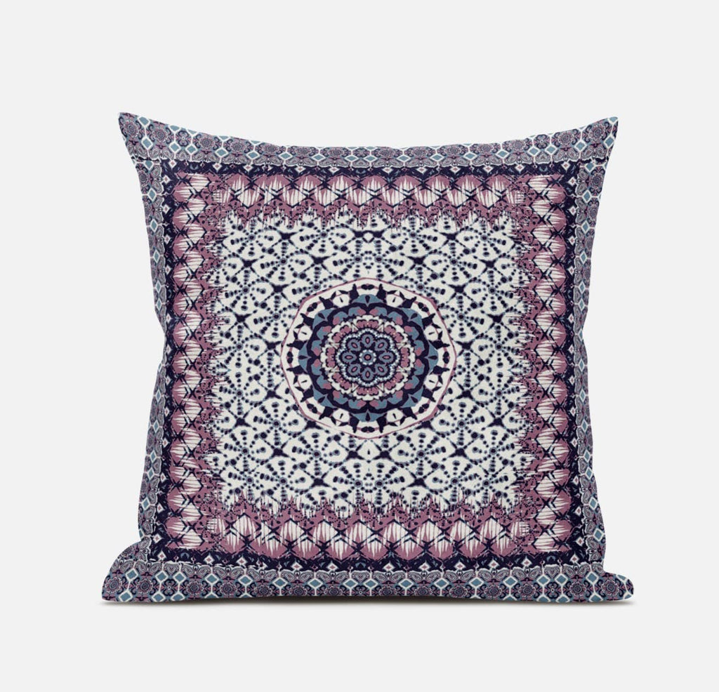 HomeRoots Gray Orange 20â€ Pink Gray Holy Floral Zippered Suede Throw Pillow
