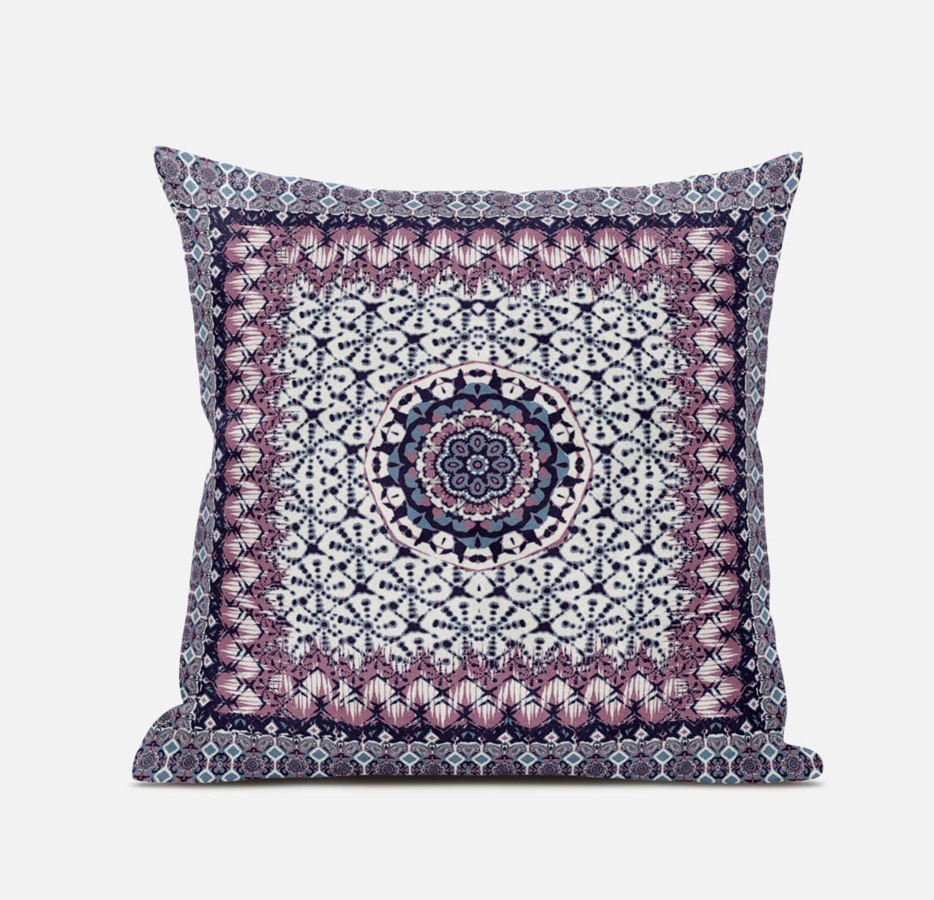 HomeRoots Gray Orange 20â€ Pink Gray Holy Floral Zippered Suede Throw Pillow