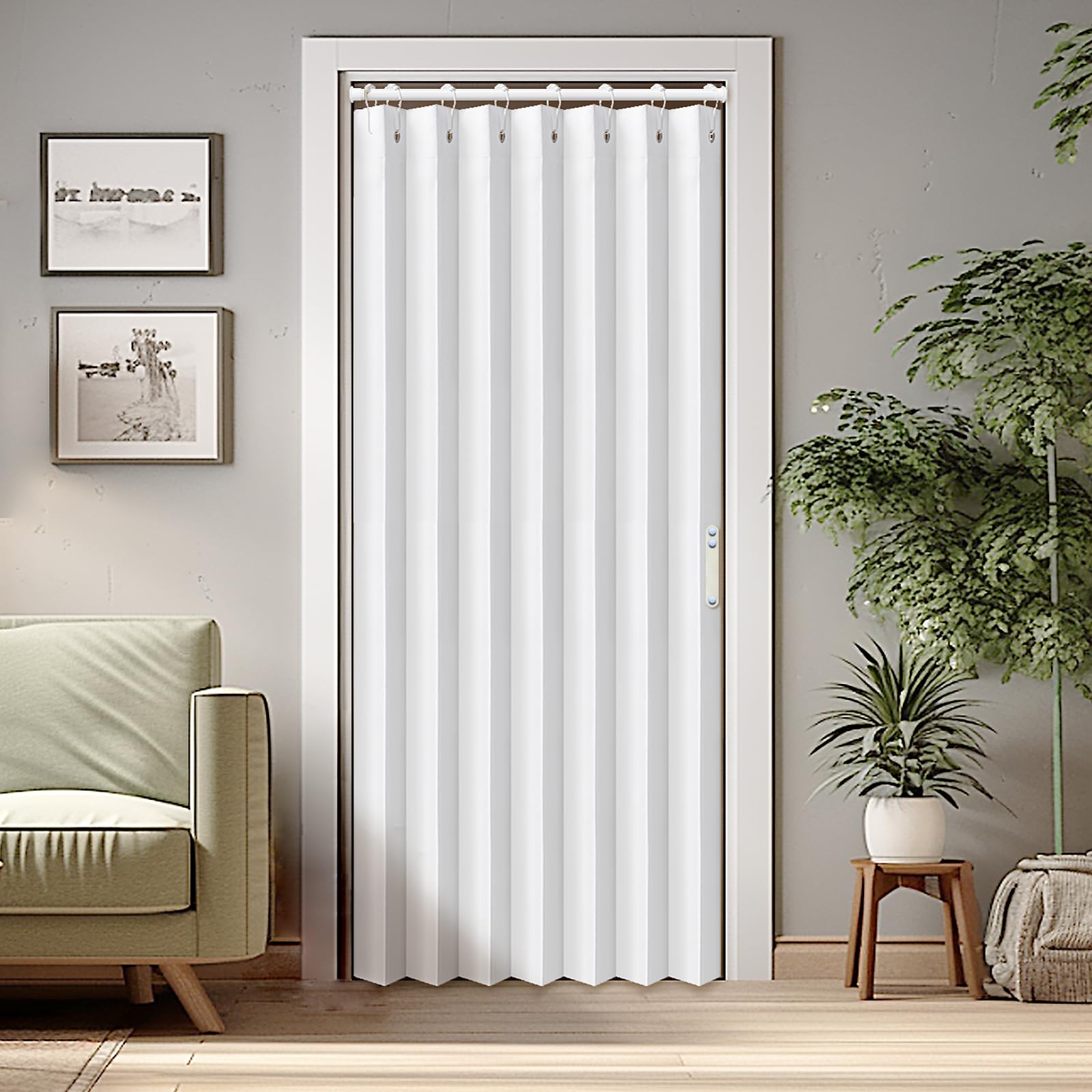 Vatge Door Curtains for Doorway, Folding Door Curtains Interior Closet Curtains for Bedroom, Bathroom, and Laundry Room, Pleated