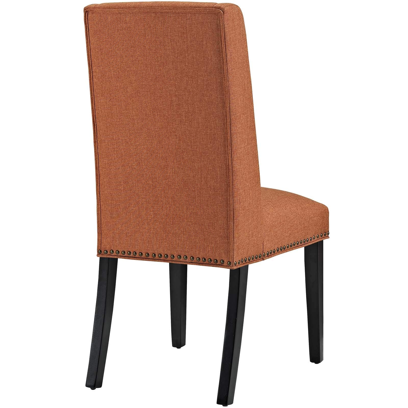 Modway Baron Modern Tall Back Wood Upholstered Fabric Two Dining Chairs In Orange
