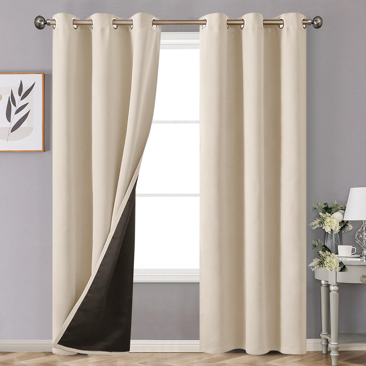 Youngstex Thermal 100% Blackout Curtains For Living Room, Thick Full Room Darkening Insulated Window Drapes For Bedroom With Dou