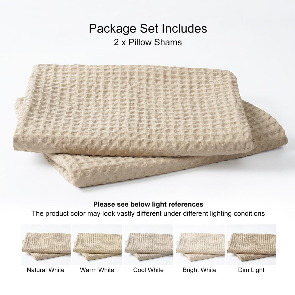 Phf Ultra Soft Waffle Weave Euro Shams Pillow Covers 26' X 26' 2 Pack, No Filling, Breathable Skin-Friendly Euro Throw Pillow Covers For Bed Couch Sofa, Khaki