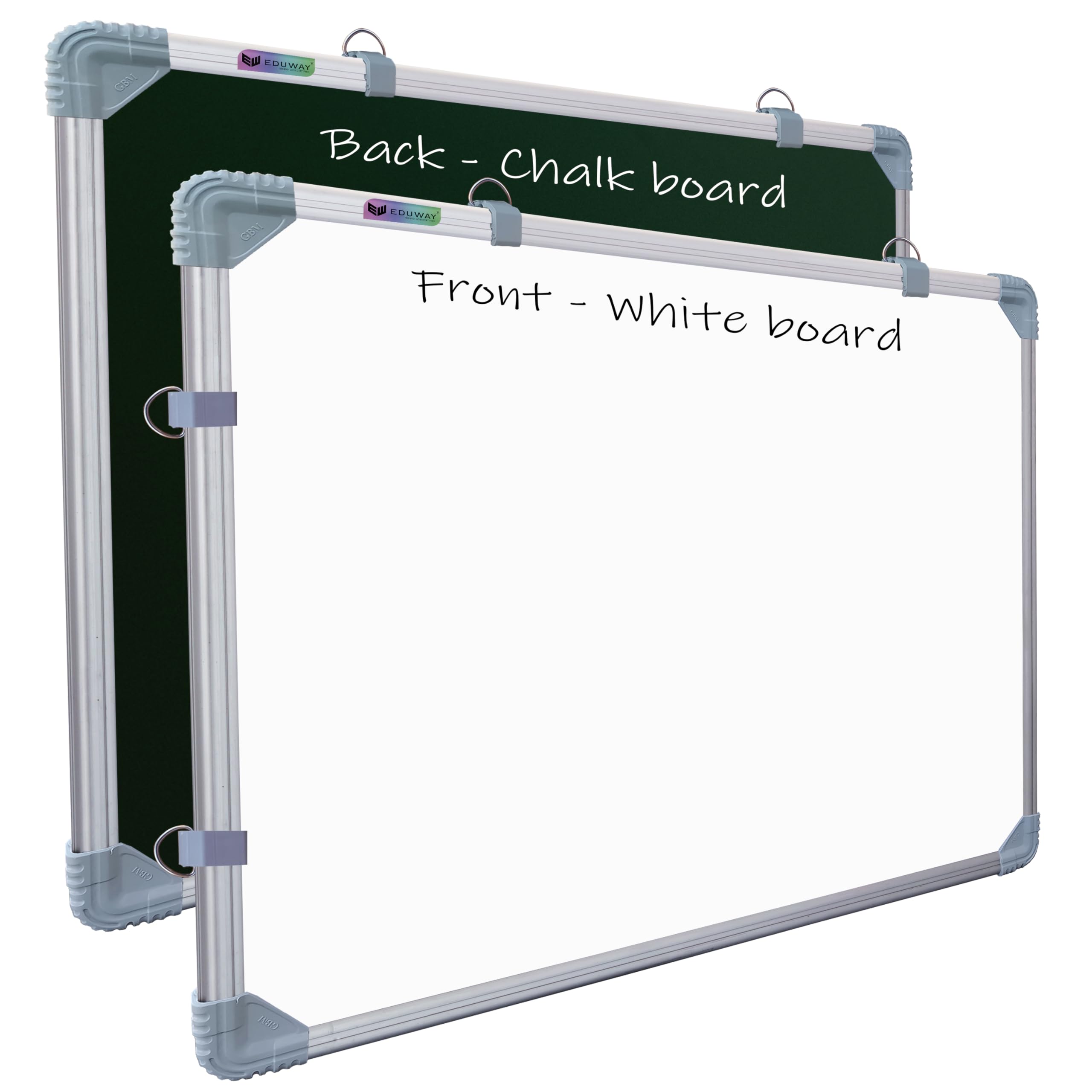 Eduway 2X2 Feet Kunj Non-Magnetic Double-Sided White Board And Chalkboard | Ideal Use For Home, Office, Kids With Sliding Hangin