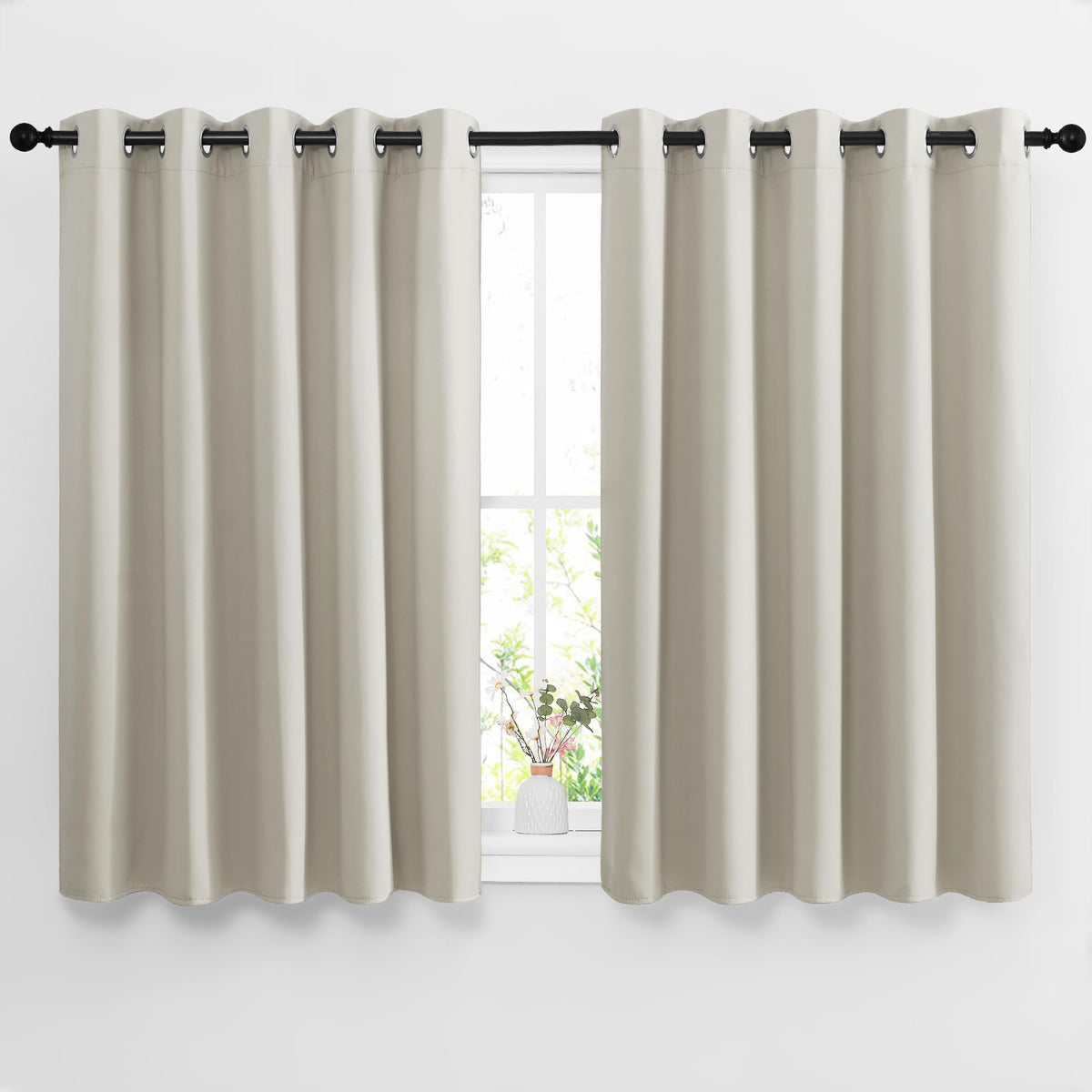 Nicetown Blackout Natural Curtains For Bedroom - Window Treatment Thermal Insulated Grommet Drapes Room Darkening Energy Saving