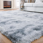 Fluffy Rug 5X7 Bedroom Rugs: Shag Rug For Bedroom - Area Rug 5X7 Grey Plush Fuzzy Soft Carpet (Tie-Dyed Light Gray, 5X7 Feet)