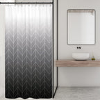 Riyidecor Small Stall Rv Shower Curtain Black Grey White Half Ombre Herringbone Chevron 36Wx72H Inch Geometric Modern Narrow Wal