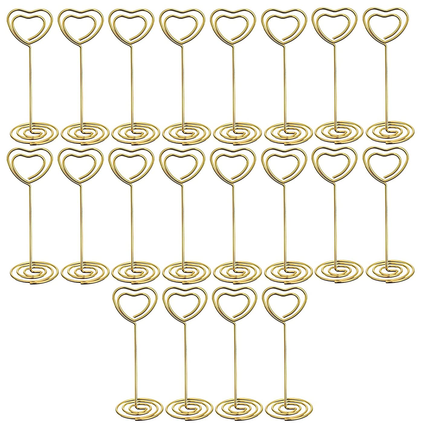 Table Number Holder - Yqboom 20 Pack 3.35 Wedding Table Name Card Holder Round Shape Craft Wire Clip Note Photo Memo Stand - Gol