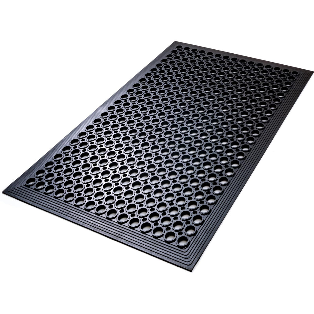 Rubber Outdoor Floor Mats Restaurant Kitchen Anti Fatigue Rubber Drainage Floor Mat Durable Non Slip Bar Floor Mats Used For Indoor Outdoor Wet Area 24' X 36' Black