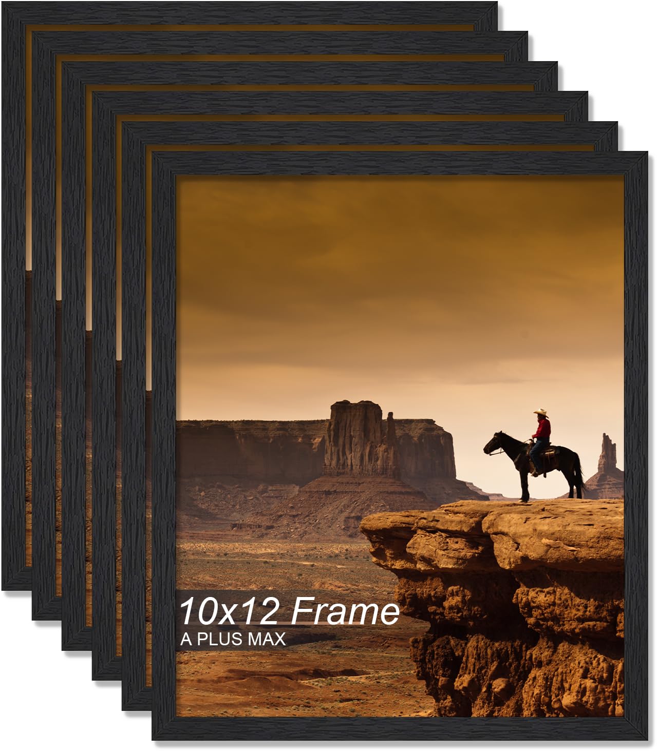A PLUS MAX 10x12 Picture Frame Set of 6, Black Engineered Wood Frame for 10 x 12 Inch Picture Poster Photo, Light Weight 10 by 1